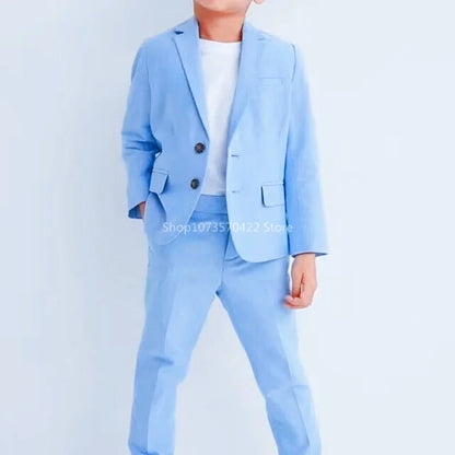 Kids’ Formal Outfit – Light Blue Blazer & Pants Set for Birthday & Festivals