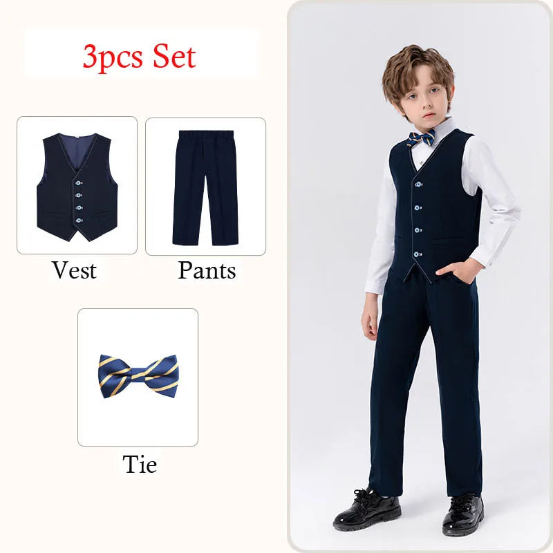 Boys’ Formal Suit Set – Spring/Summer Wedding Outfit (Ages 1–14)