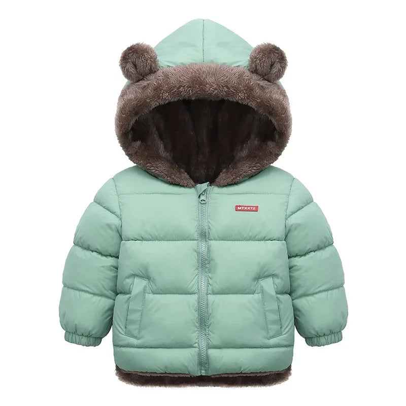 Warm 2Pcs Winter Clothes – Hooded Fleece Coat + Pants for Kids