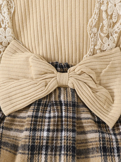 Cute Baby Girl Long Sleeve Plaid Romper