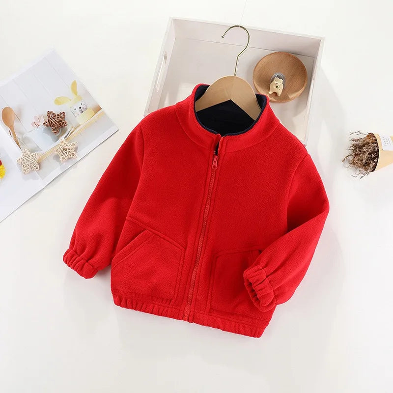 Children’s Thick Fleece Jacket – Zippered Casual Coat