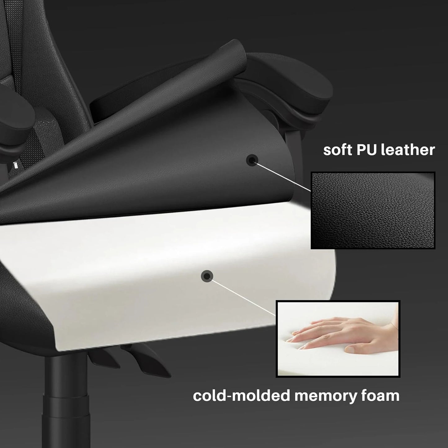 Ergonomic Gaming & Office Chair: PU Leather with Headrest & Lumbar Support