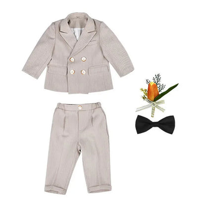 Boys’ Wedding Tuxedo Set – Formal Blazer, Pants & Bowtie Outfit