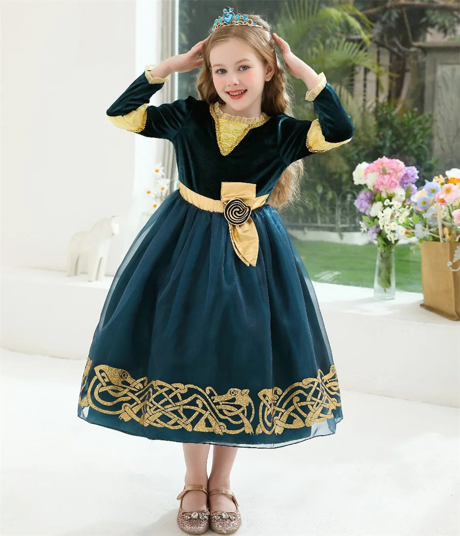 Girls’ Princess Cosplay Dress – Long Sleeve Halloween & Stage Outfit