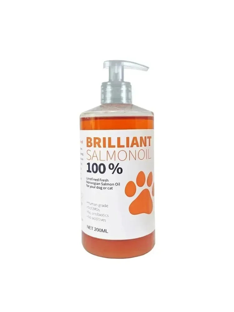 Brilliant 200ml Pure Salmon Oil for Dogs – Natural Omega 21 Fatty Acids, No Chemicals