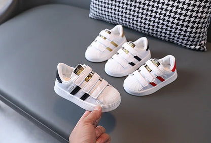 Kids' Fashion White Sneakers – Breathable & Non-Slip Comfort