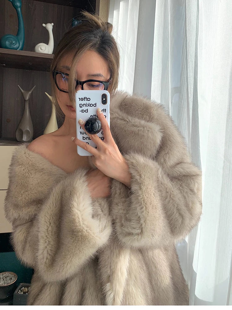 Luxury Fluffy Faux Fox Fur Jacket – Casual & Cozy