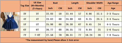 Kids Birthday Princess Dress with Bow & Pearls