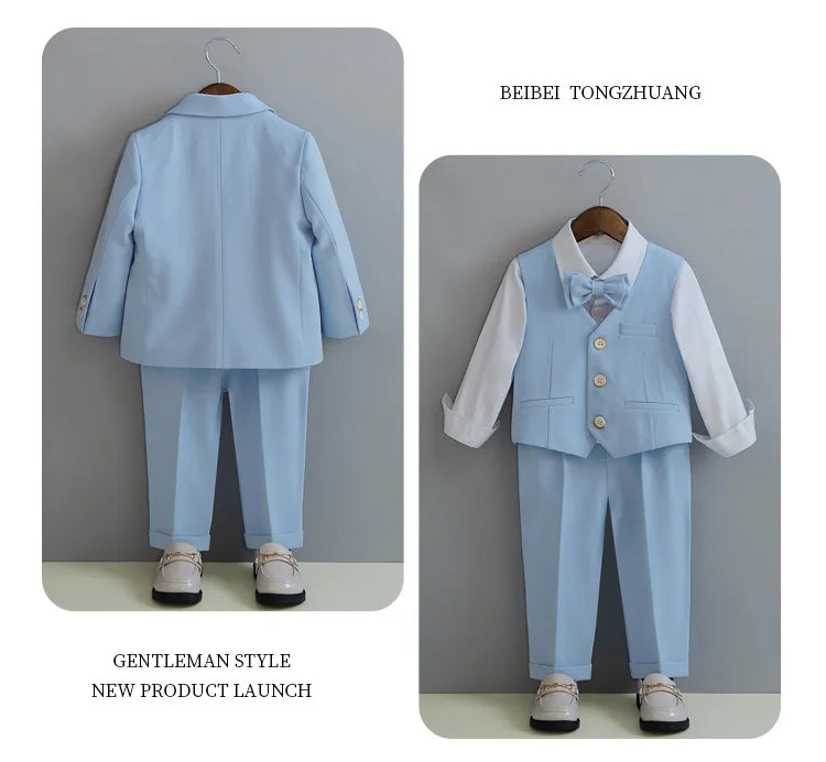 Boys’ Wedding Tuxedo Set – Formal Blazer, Pants & Bowtie Outfit