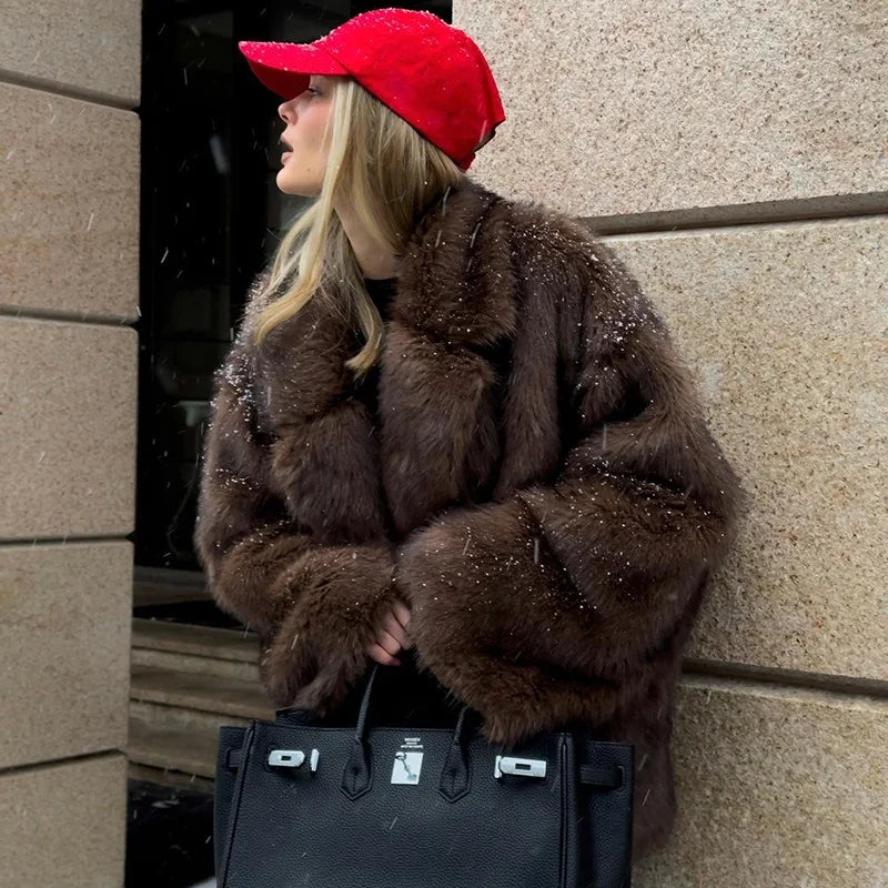 Cozy Glam: Oversized Gradient Fur Jacket