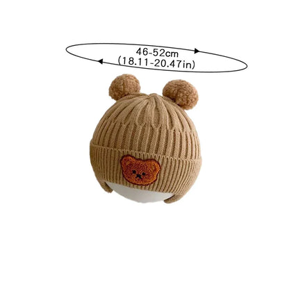 Baby Wool Hat – Cute Bear Ear Winter Knitted Cap