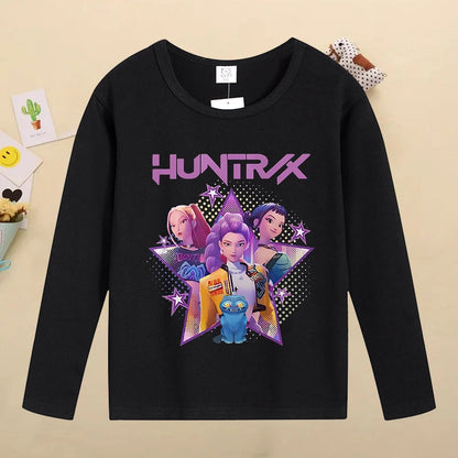 Kpop Demon Hunters Kids T-Shirt – Kawaii Cartoon Long Sleeve Top
