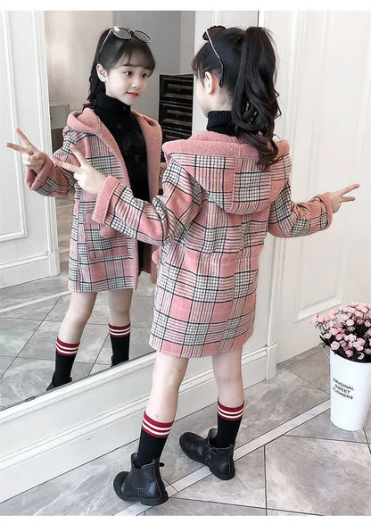 Autumn/Winter Girls’ Jacket – Stylish Hairy Long Coat