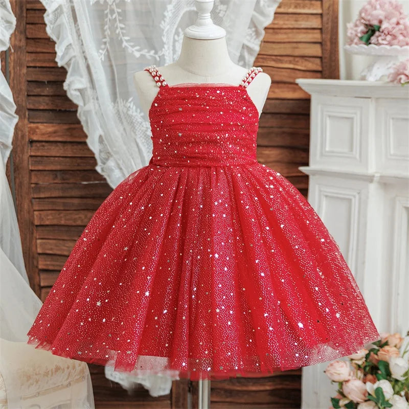 Girls Party Dress – Elegant Blue Sequin Gown