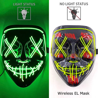 Wireless Neon LED Purge Mask – Glowing Halloween Party Mask
