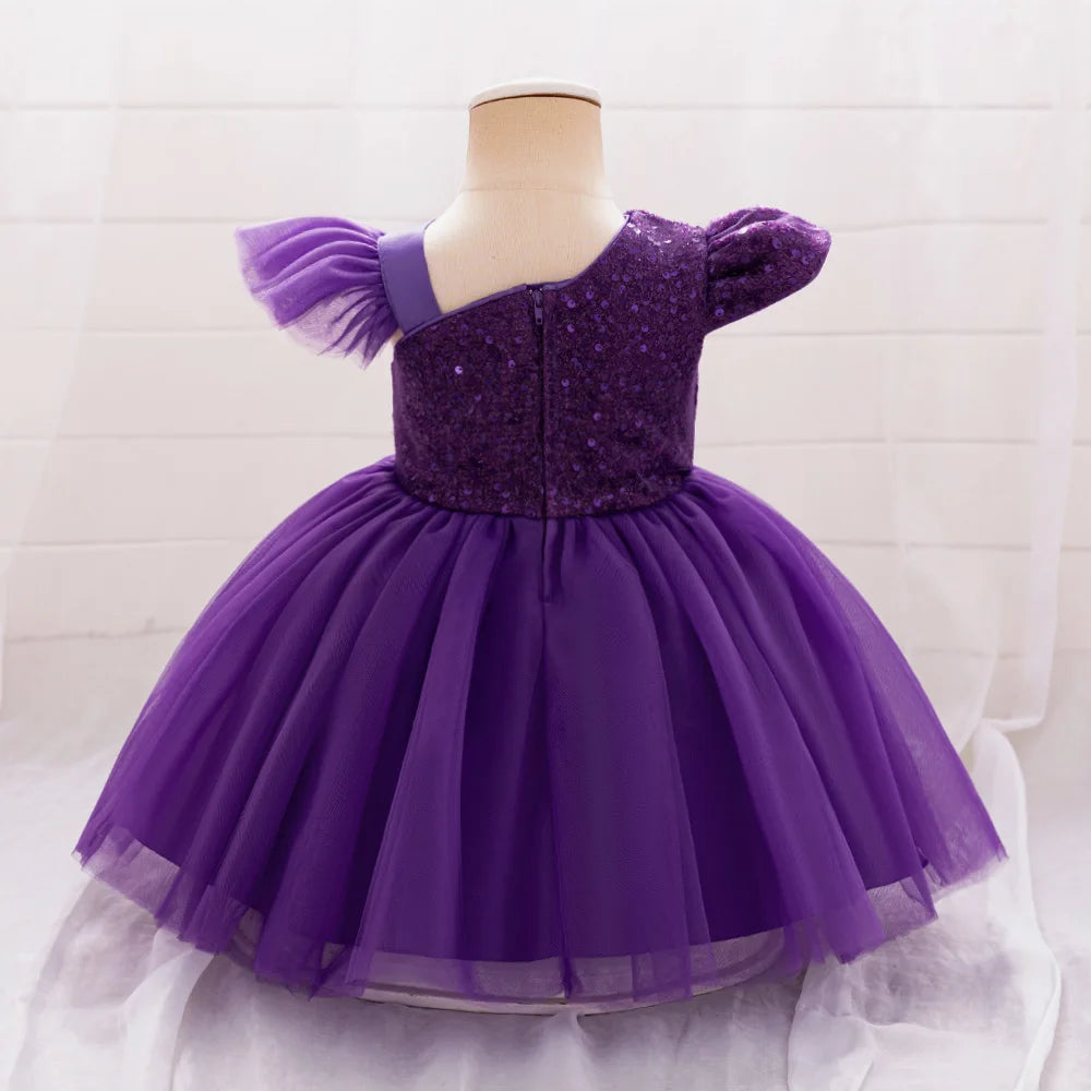 Cute Fly Sleeve Baby Girl Birthday Outfit