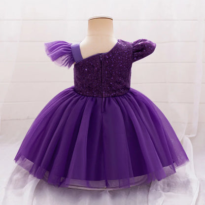 Cute Fly Sleeve Baby Girl Birthday Outfit