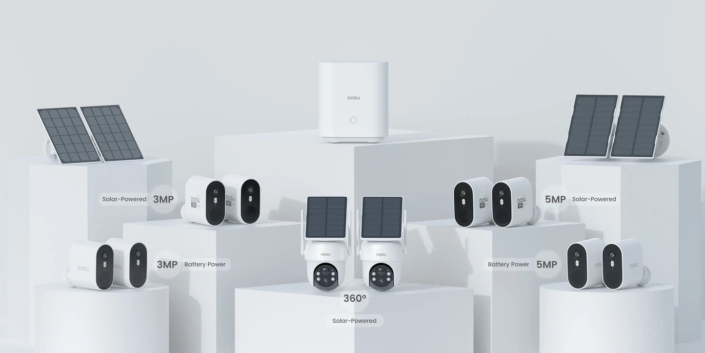 Solar 3MP 360° PTZ WiFi Camera Set | 4 Cams + Base | Smart Surveillance