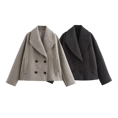 Casual Fall Coat for Women – Double Breasted