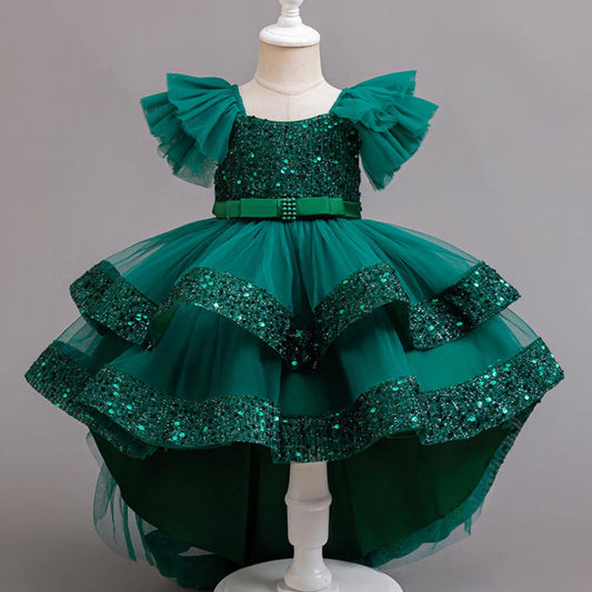 Girls’ Green Sequined Party Dress – 3 to 10 Years
