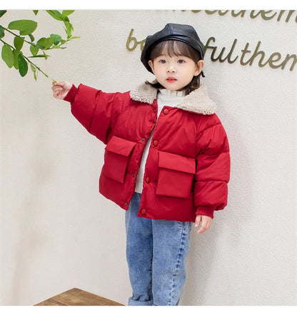Boys & Girls Lapel Jacket – Cozy Lamb Fleece Kids’ Coat