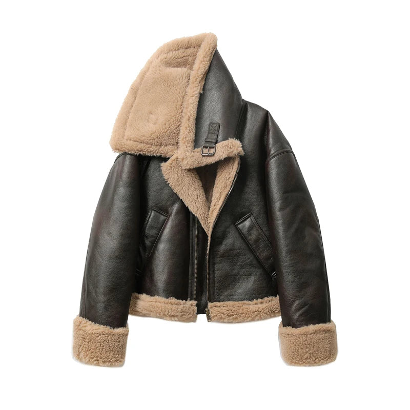 Warm & Chic: Women’s Thickened Brown Winter Jacket