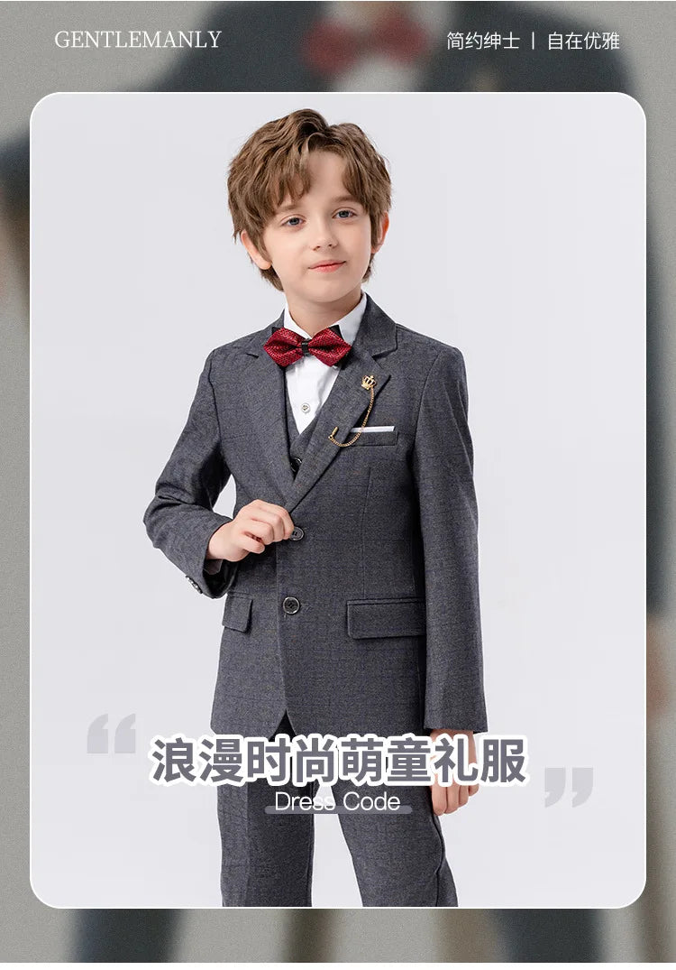 Classic Gray Suit for Boys – 1–14Y Formal & Performance Set
