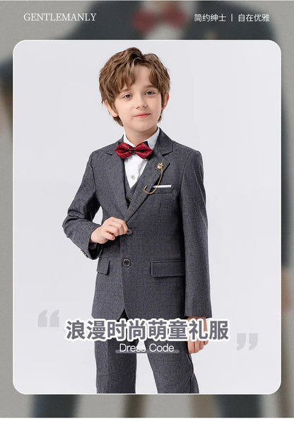 Classic Gray Suit for Boys – 1–14Y Formal & Performance Set