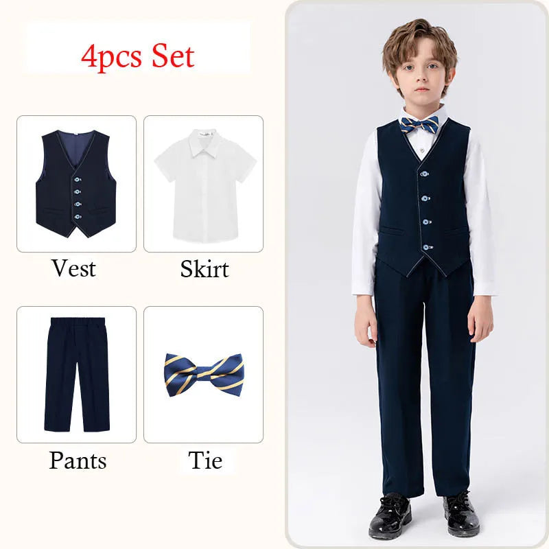 Boys’ Formal Suit Set – Spring/Summer Wedding Outfit (Ages 1–14)
