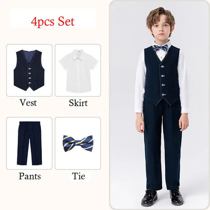 Boys’ Formal Suit Set – Spring/Summer Wedding Outfit (Ages 1–14)