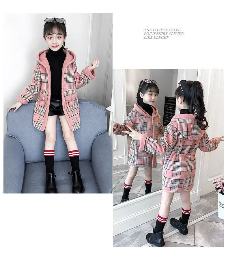 Autumn/Winter Girls’ Jacket – Stylish Hairy Long Coat