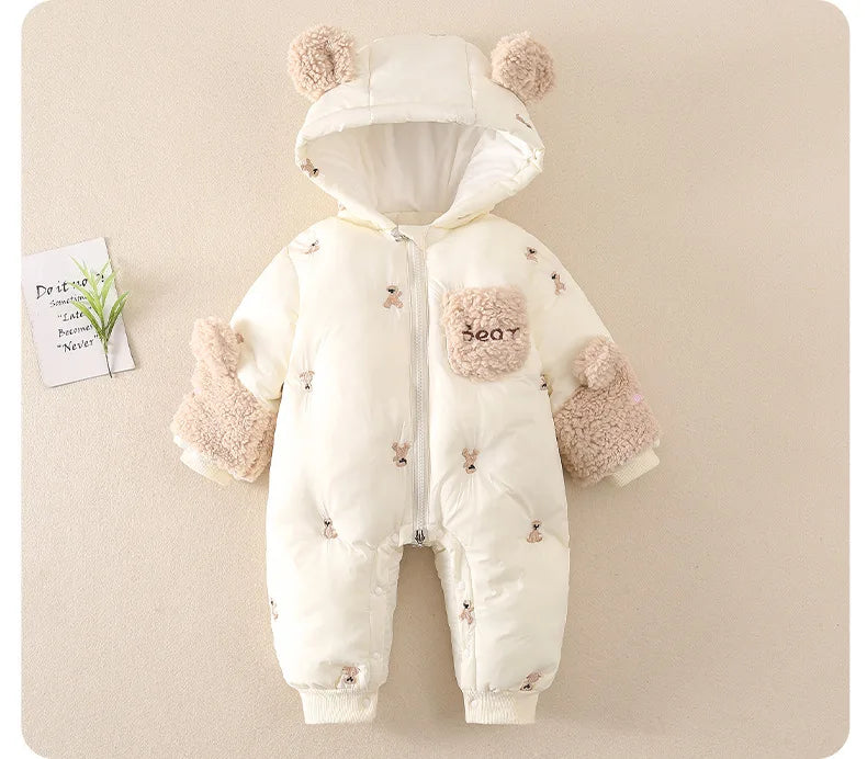 Thick Winter Baby Romper – Fleece & Hooded