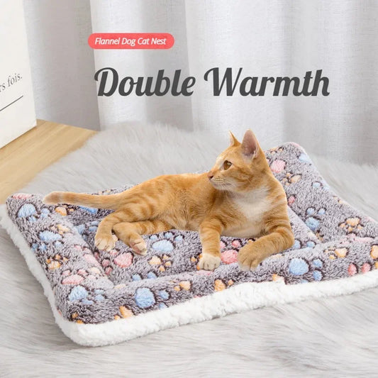 Cozy Comfort: Double-Sided Plush Pet Mat for Cats & Small Dogs