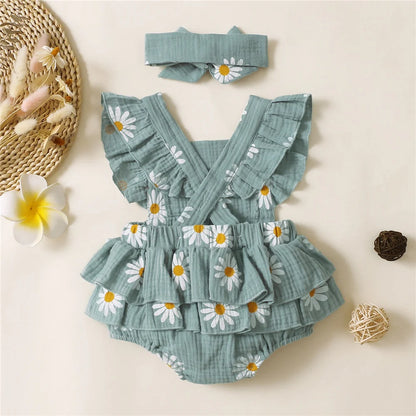 Cute Sunflower Baby Romper for Summer