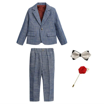 Teen Boys’ Formal Plaid Suit – Multi-Piece Elegant Outfit