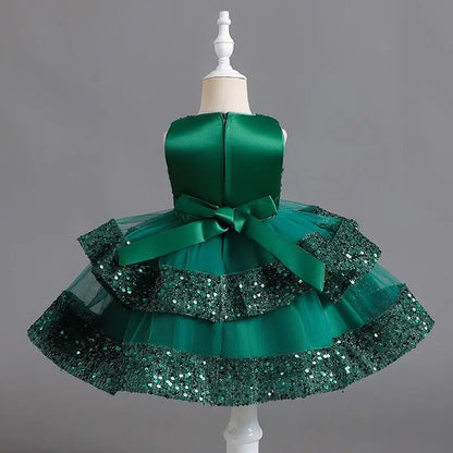 Girls’ Summer Party Dress – Sequin & Beaded Bow Detail