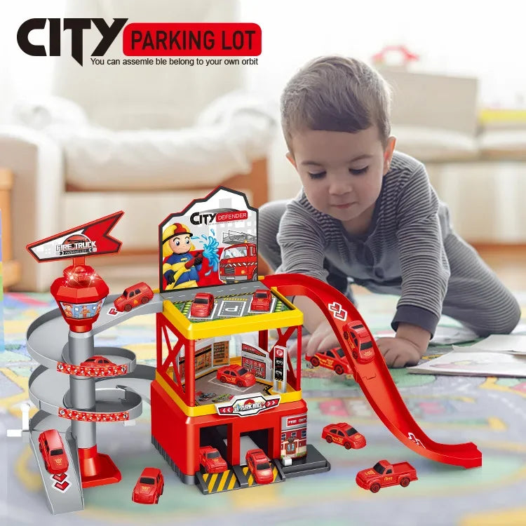 DIY Railcar Parking Track Set – Inertia Cars & Engineering Vehicles for Kids!