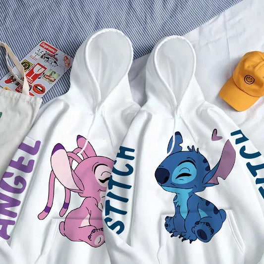 Stitch & Angel Hoodie: Cute & Cozy Cartoon Pullover