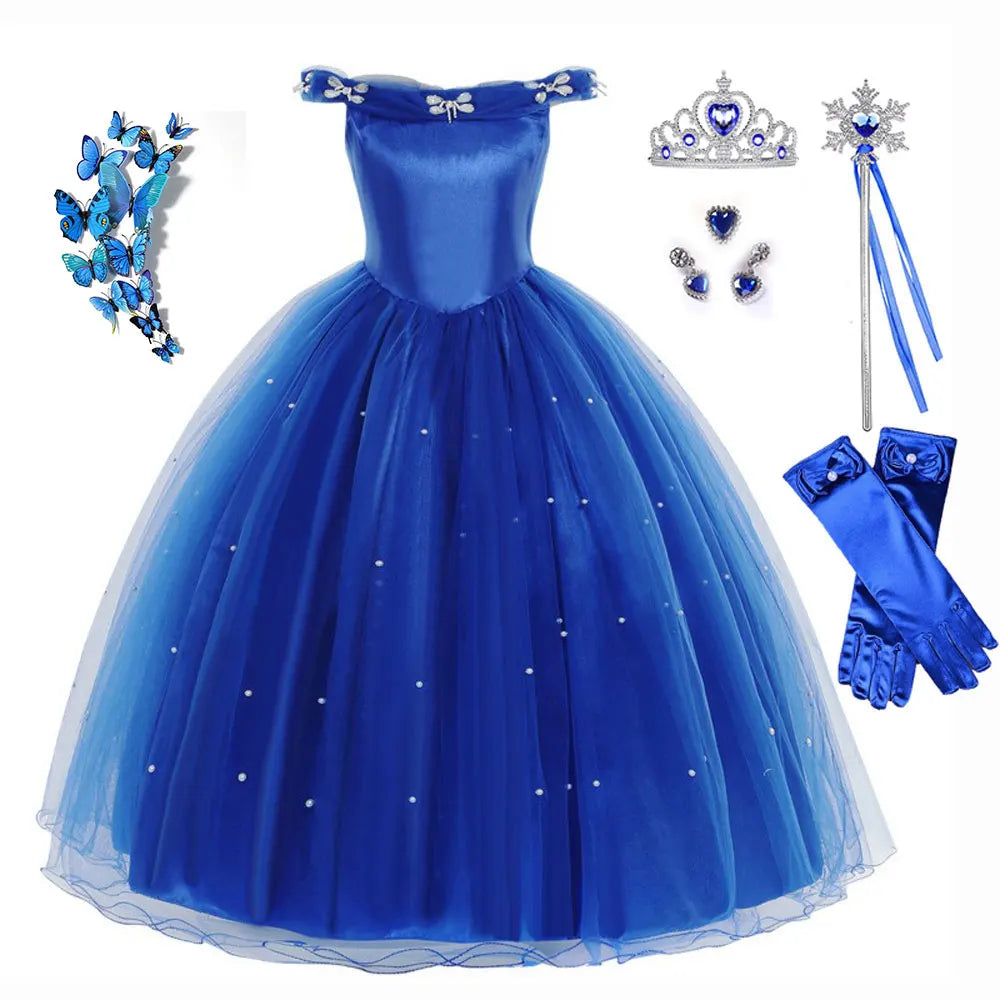 Girls Cinderella Princess Costume Dress Up Set