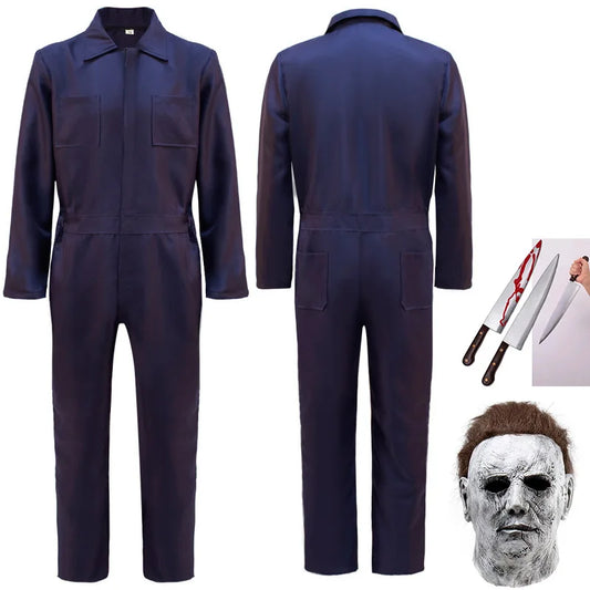 Halloween Michael Myers Costume Kit for Men - Mask & Bloody Overalls Included