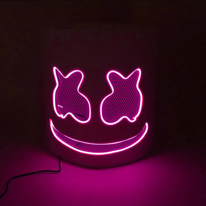 Halloween Light-Up Mask – Neon LED Marshmallow Headgear
