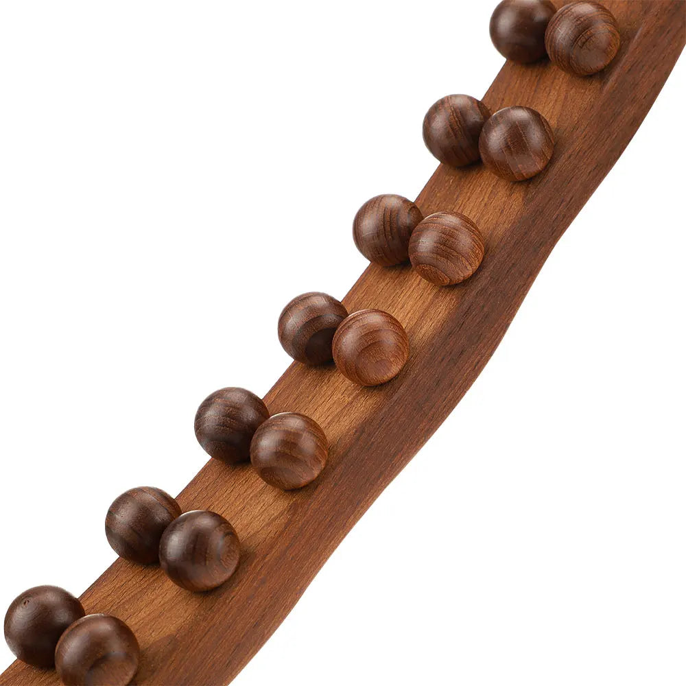 20-Bead Beech Wood Back Massage Tool