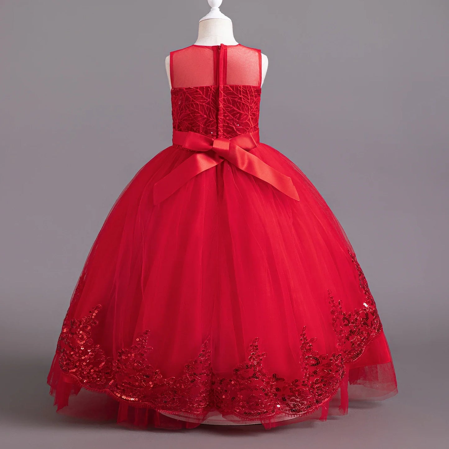 Girls Elegant Lace Wedding & Party Princess Dress