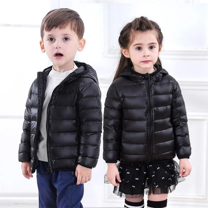 Adorable Kids' Hooded Down Jackets – Lightweight, Warm, and Dino-Fun