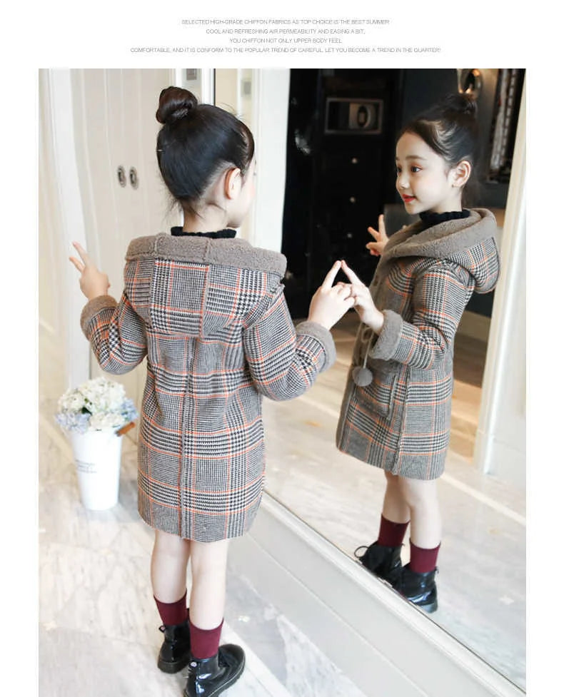 Autumn/Winter Girls’ Jacket – Stylish Hairy Long Coat