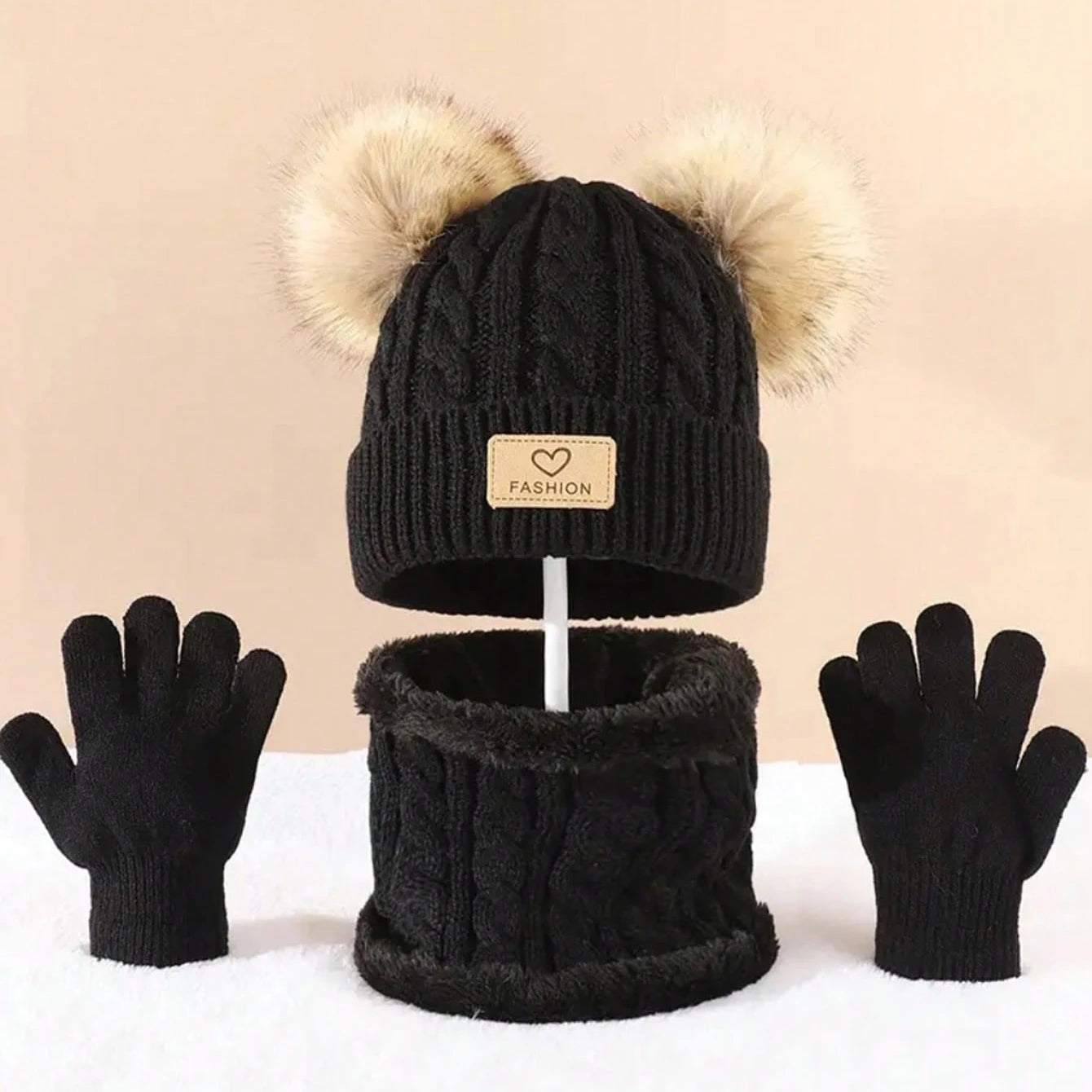 Kids 3PCS Winter Hat, Scarf & Gloves Set