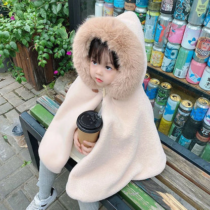 Baby Girl Winter Cloak with Faux Fur Hood