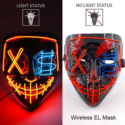 Wireless Neon LED Purge Mask – Glowing Halloween Party Mask