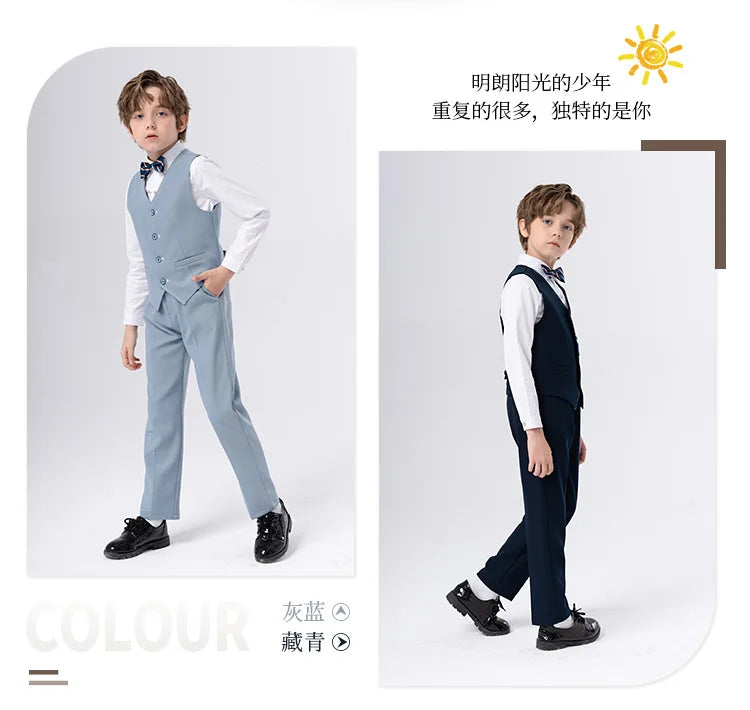 Boys’ Formal Suit Set – Spring/Summer Wedding Outfit (Ages 1–14)