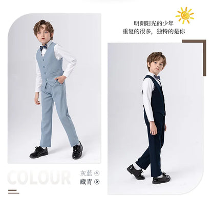 Boys’ Formal Suit Set – Spring/Summer Wedding Outfit (Ages 1–14)